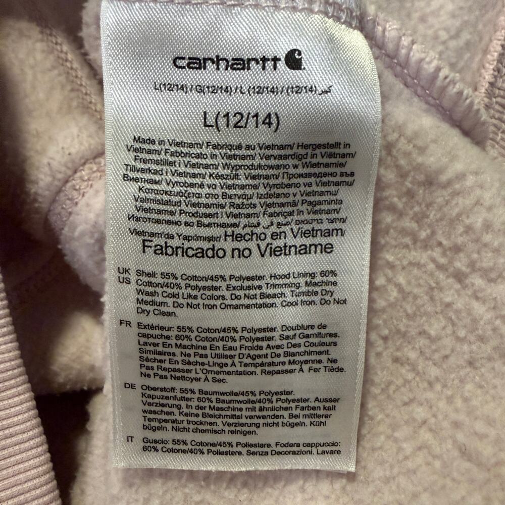 Carhartt Iconic Clarksburg Logo Sweater Hoodie Blush Pink Women Large Cozy - Picture 7 of 9